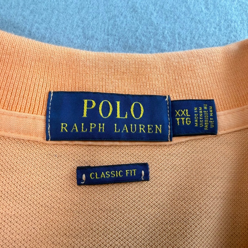 Polo Ralph Lauren Polo Shirt Mens XXL Orange Classic Fit Mesh Pony Big & Tall - Picture 4 of 8